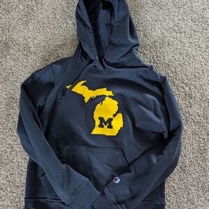 Champion Black Hoodie with Yellow Michigan Logo